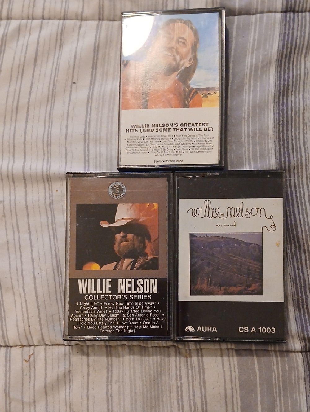 Willie Nelson Cassette Tape Lot - Brown, Black, White Covers